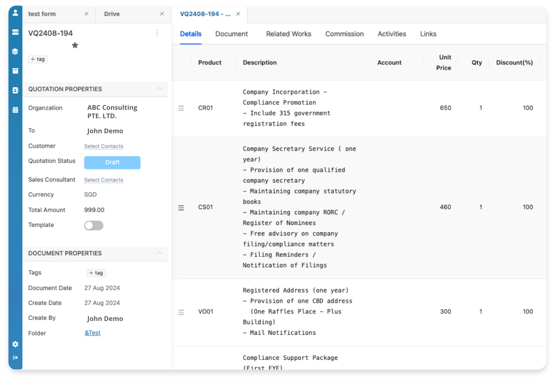 Digital Quotation Interface