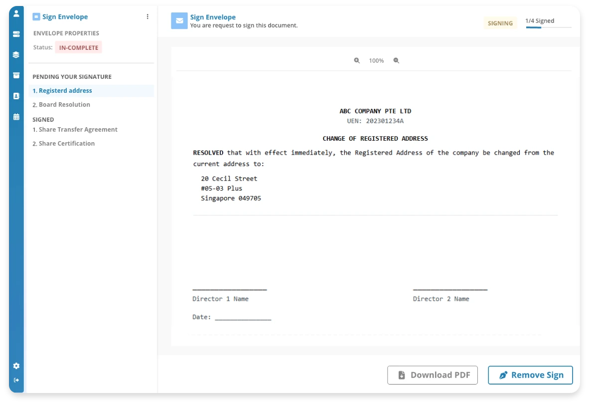 Digital Incorporation Dashboard